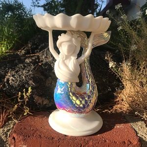 Mermaid iridescent candle pedestal bath body works